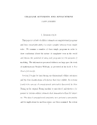 CELLULAR AUTOMATA and APPLICATIONS 1. Introduction This