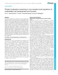 Protein Localization Screening in Vivo Reveals Novel Regulators of Multiciliated Cell Development and Function Fan Tu1, Jakub Sedzinski1,2, Yun Ma1,3, Edward M