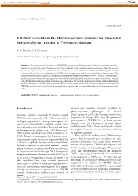 Evidence for Associated Horizontal Gene Transfer in Pyrococcus Furiosus