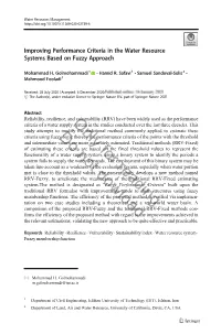 Improving Performance Criteria in the Water Resource Systems Based on Fuzzy Approach