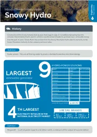 Snowy Hydro Fact Sheet