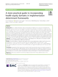 A More Practical Guide to Incorporating Health Equity Domains in Implementation Determinant Frameworks Eva N