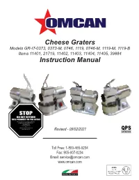 Cheese Graters Instruction Manual