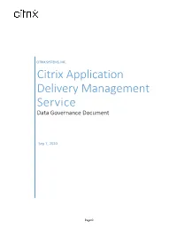 Citrix Application Delivery Management Service Data Governance Document