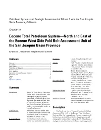 Eocene Total Petroleum System—North and East of the Eocene West Side Fold Belt Assessment Unit of the San Joaquin Basin Province 1