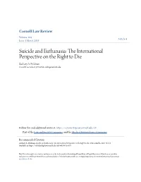 Suicide and Euthanasia: the Ni Ternational Perspective on the Right to Die Zachary A