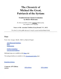 Chronicle of Michael the Syrian and the Armenian Version (1248): a Textual Comparison