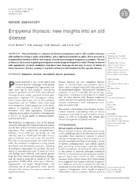 Empyema Thoracis: New Insights Into an Old Disease