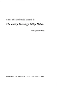 Guide to a Microfilm Edition of the Henry Hastings Sibley Papers