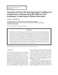 Integration Between the Hydrogeological Modeling and Morphometric Analyses Using HEC-HMS and GIS Techniques: a Case Study of Atbara River Basin