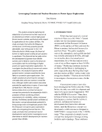 Leveraging Commercial Nuclear Reactors to Power Space Exploration