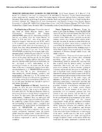 Mercury Exploration: Looking to the Future