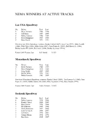 Nema Winners at Active Tracks