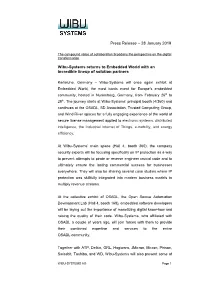 Press Release – 28 January 2019 Wibu-Systems Returns to Embedded