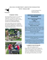 SWAN BAY ENVIRONMENT ASSOCIATION NEWSLETTER NO 84 – February 2020 P.O