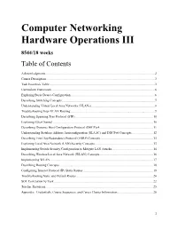 8544 Computer Networking Hardware Operations