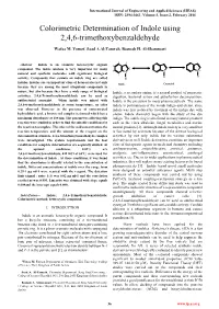Colorimetric Determination of Indole Using 2,4,6-Trimethoxybenzaldehyde