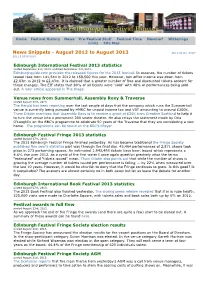 Edinburgh Festival News Snippets 2012-2013