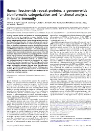 Human Leucine-Rich Repeat Proteins: a Genome-Wide Bioinformatic Categorization and Functional Analysis in Innate Immunity