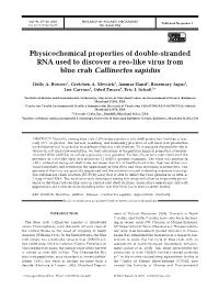 Physicochemical Properties of Double-Stranded RNA Used to Discover a Reo-Like Virus from Blue Crab Callinectes Sapidus