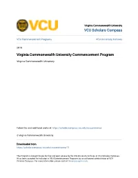 Virginia Commonwealth University Commencement Program