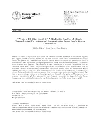 “We Are a Bit Blind About It”: a Qualitative Analysis of Climate Change-Related Perceptions and Communication Across South African Communities
