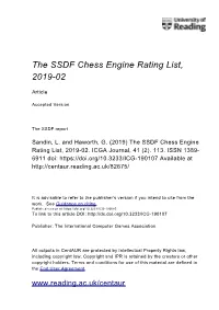 The SSDF Chess Engine Rating List, 2019-02