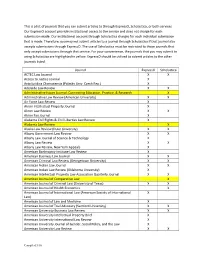 This Is a List of Journals That You Can Submit Articles to Through Expresso, Scholastica, Or Both Services