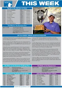 2018 Staysure Tour Order of Merit 2018