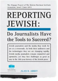 REPORTING JEWISH: Do Journalists Have the Tools to Succeed?