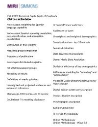 Technical Guide Table of Contents Click on a Section Below