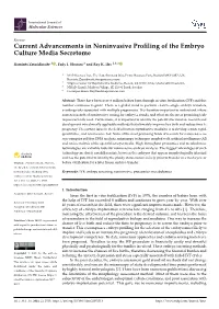 Current Advancements in Noninvasive Profiling of the Embryo Culture