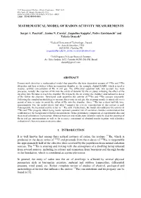 Mathematical Model of Radon Activity Measurements