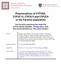 Polymorphism of CYP2D6, CYP2C19, CYP2C9 and CYP2C8 in the Faroese Population