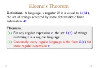 (A) for Any Regular Expression R, the Set L(R) of Strings
