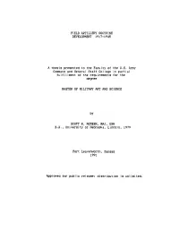 Field Artillery Doctrine Development 1917-1945 A