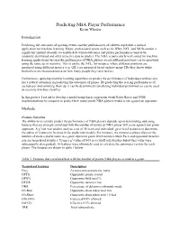 Predicting NBA Player Performance Kevin Wheeler