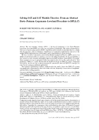 Solving SAT and SAT Modulo Theories: from an Abstract Davis–Putnam–Logemann–Loveland Procedure to DPLL(T)