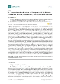 A Comprehensive Review of Integrated Hall Effects in Macro