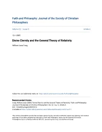 Divine Eternity and the General Theory of Relativity