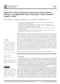High Risk of Hip and Spinal Fractures After Distal Radius Fracture: a Longitudinal Follow-Up Study Using a National Sample Cohort
