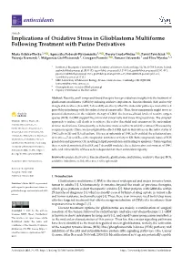 Implications of Oxidative Stress in Glioblastoma Multiforme Following Treatment with Purine Derivatives