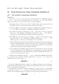 10 Point Estimation Using Maximum Likelihood
