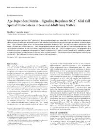 Age-Dependent Netrin-1 Signaling Regulates NG2 Glial Cell Spatial