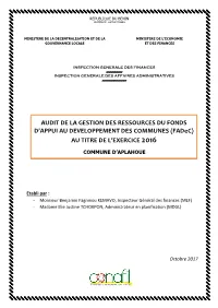 Aplahoué Audit Fadec 2016