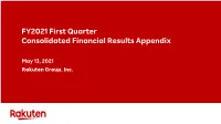 FY2021 First Quarter Consolidated Financial Results Appendix