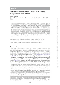 G20 and Its Cooperation with Africa