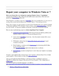 Repair Your Computer in Windows Vista Or 7