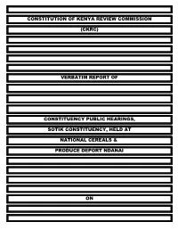 Verbatim Report of Constituency