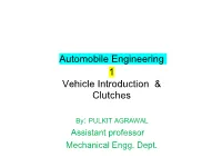 Automobile Engineering 1 Vehicle Introduction & Clutches